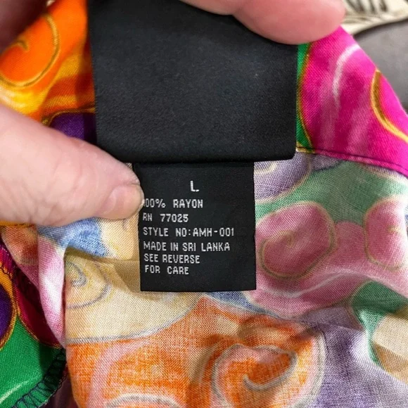 True Vintage Anthony Mark Hankins Multicolor 90’s psychedelic button up top-L - Picture 10 of 11